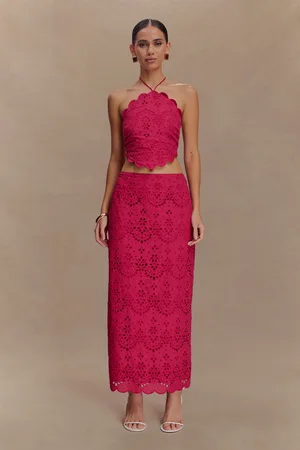 MESHKI Kensley Broderie Midi Skirt