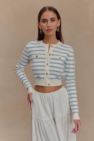 MESHKI Tanner Striped Knit Cardigan