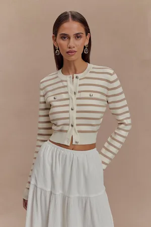 MESHKI Tanner Striped Knit Cardigan