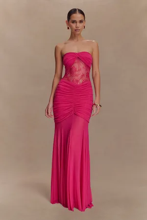 MESHKI Khadijah Lace And Mesh Maxi Dress