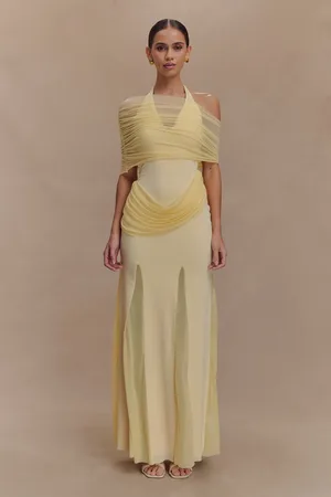 MESHKI Gabrielle Slinky And Mesh Maxi Dress