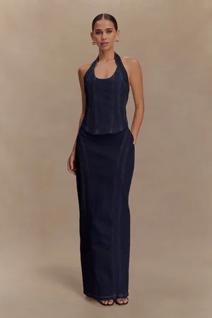 MESHKI Alma Denim Midi Skirt