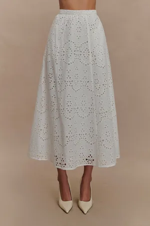 MESHKI Arla Broderie Midi Skirt