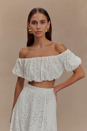 MESHKI Autumn Off Shoulder Bubble Top