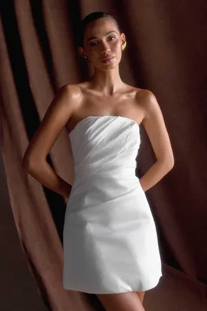 MESHKI Leslie Gathered Taffeta Mini Dress
