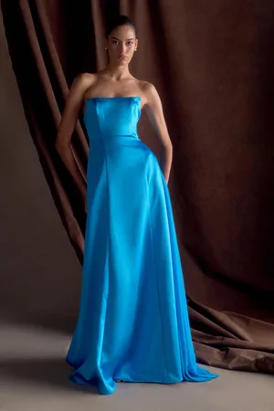 MESHKI Rosella Satin Strapless Maxi Dress