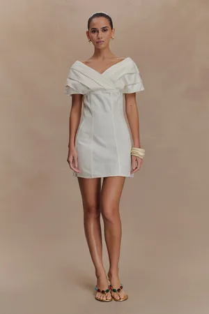 MESHKI Pascale Off Shoulder Denim Mini Dress