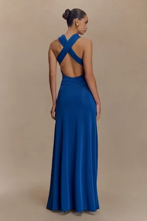 MESHKI Marlee Asymmetrical Slinky Maxi Dress