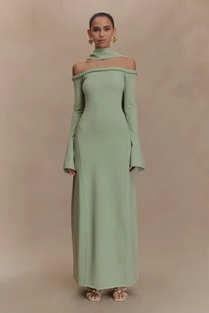 MESHKI Heidi Strapless Knit Scarf Maxi Dress