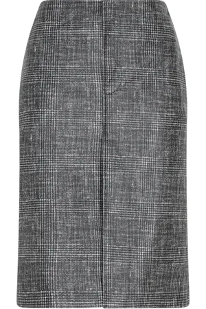 Bottega Veneta Midi Skirts, female, , Size: 2XS Black White Printed Leather Skirt