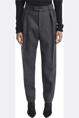 MASSCOB Slim-fit Trousers, female, , Size: M Grey Wool Cigarette Pants