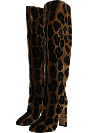 Dolce & Gabbana High Boots, female, , Size: 6 US Giraffe Velvet Knee High Boots