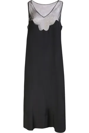 Simone Rocha Midi Dresses, female, , Size: 2XS Dress with semitransparent neckline detail by . The brand stands out for its large volumes and innovative design rich in details, like this dress