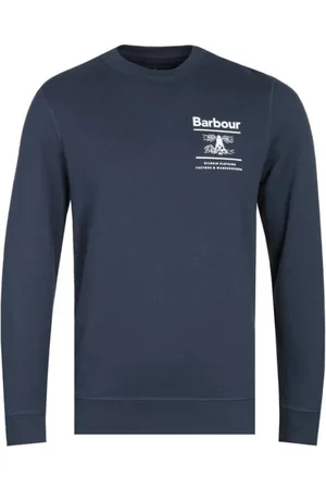 Barbour Sweatshirts, male, , Size: L Navy Reed Crew Sweatshirt