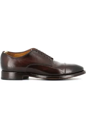 Officine creative Business Shoes, male, , Size: 10 1/2 US Ebony Leather Derby Flat Shoes