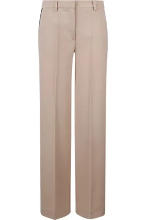P.A.R.O.S.H. Straight Trousers, female, , Size: L Contrasting Side Band Wool Trousers