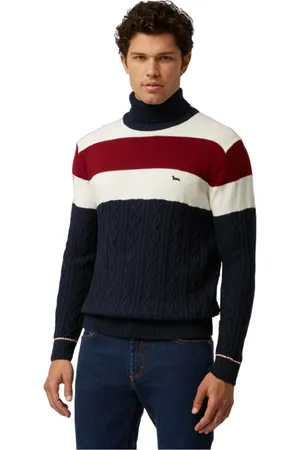 HARMONT&BLAINE Turtlenecks, male, , Size: S Blue Sweater with Horizontal Stripes
