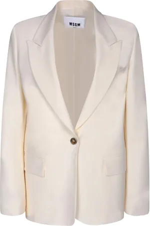 Msgm Blazers, female, , Size: S Single-breasted Wool Jacket with Notched Lapels