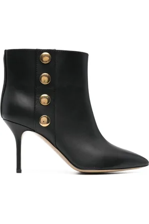 Moschino Heeled Boots, female, , Size: 7 US Logo-Engraved Stiletto Boots