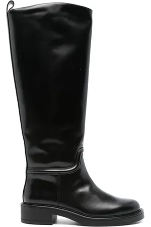 Stuart Weitzman High Boots, female, , Size: 7 1/2 US Leather Slip-On Block Heel Boots