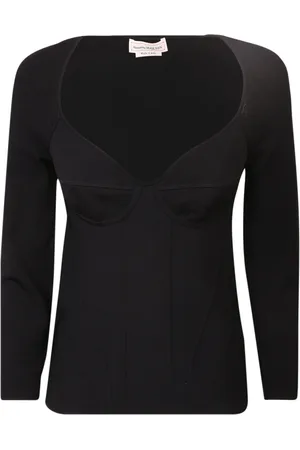 Alexander McQueen Long Sleeve Tops, female, , Size: M Detailed Bra Top Set