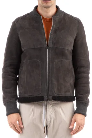 SALVATORE SANTORO Light Jackets, male, , Size: L Grey Baseball Collar Full Zip Jacket