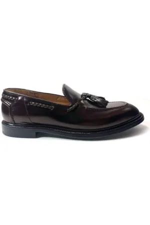 Green george Loafers, male, , Size: 10 US Handmade Leather Loafer with Tassels