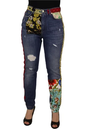 Dolce & Gabbana Skinny Jeans, female, , Size: S Patchwork High Waist Denim Jeans