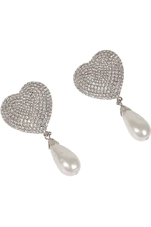Alessandra Rich Earrings, female, , Size: ONE SIZE Heart-shaped Crystal Earrings