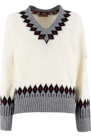 ERMANNO SCERVINO V-neck Knitwear, female, , Size: L Embroidered V-Neck Jumper