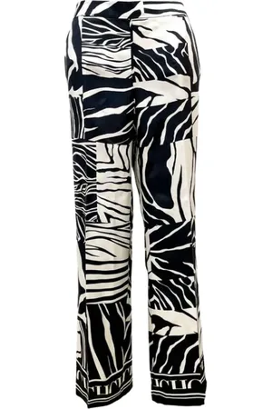 Carolina Herrera Wide Trousers, female, , Size: M Zebra Print Silk Straight Pants