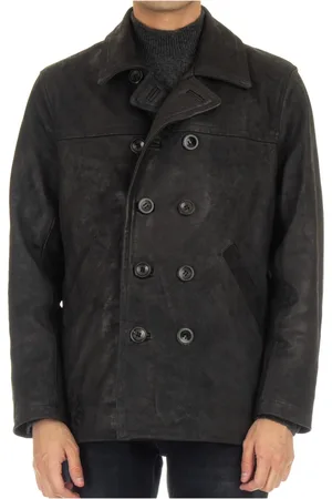 GIORGIO BRATO Light Jackets, male, , Size: 2XL Italian Crafted Exclusive Leather Peacoat