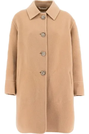 FEDELI Single-Breasted Coats, female, , Size: M Soft Long Coat with Resin Buttons