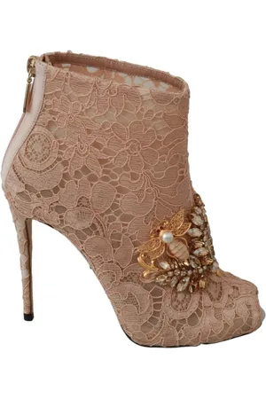 Dolce & Gabbana Heeled Boots, female, , Size: 6 US Crystal Lace Stiletto Booties