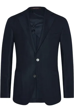 Oscar Jacobson Blazers, male, , Size: XL Navy Herringbone Blazer Stylish Comfortable
