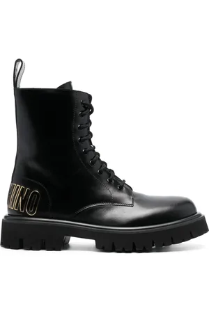 Moschino Lace-up Boots, male, , Size: 11 US Logo-Embossed Ankle Boots