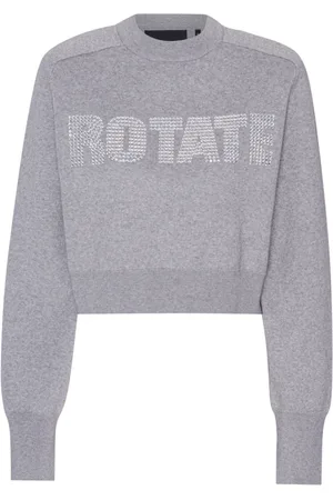 ROTATE Sweatshirts, female, , Size: XS Crystal Embellished Grey Sweater