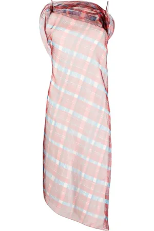 Salvatore Ferragamo Midi Dresses, female, , Size: S Plaid Check Organza Midi Dress