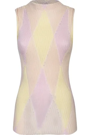 Burberry Round-neck Knitwear, female, , Size: M Yellow Silk Camisole Diamond Print