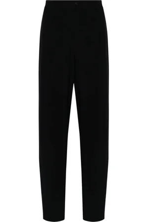 Giorgio Armani Straight Trousers, male, , Size: M Navy Wool Trousers Slim Fit