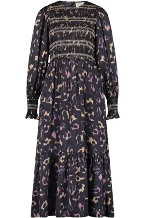 Fabienne Chapot Midi Dresses, female, , Size: M Animal Print Midi Dress with Ruffled Details