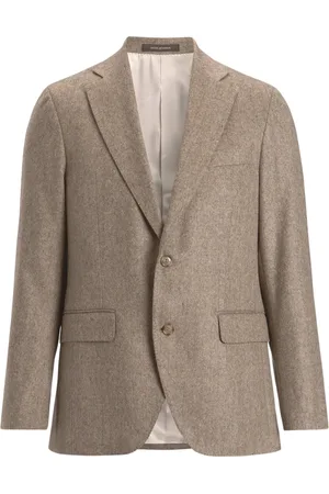 Oscar Jacobson Blazers, male, , Size: 4XL Herringbone Blazer Dresser Blazer