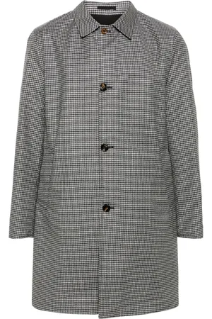 Kired Single-Breasted Coats, male, , Size: L Reversible Houndstooth Wool Blend Coat