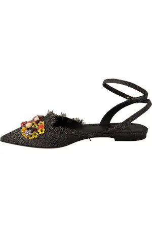 Dolce & Gabbana Flat Sandals, female, , Size: 14 US Floral Crystal Embellished Flat Sandals