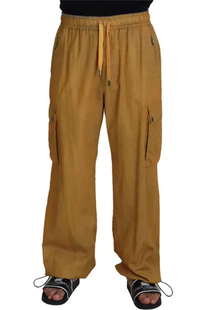 Dolce & Gabbana Wide Trousers, male, , Size: M Linen Drawstring Cargo Pants, Luxury Upgrade