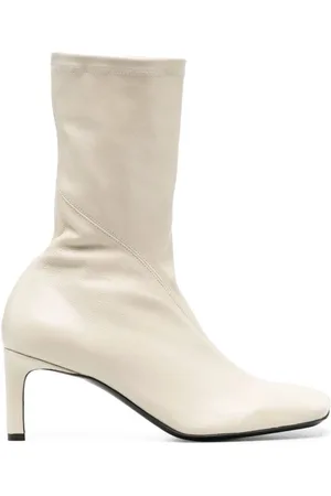 Jil Sander Heeled Boots, female, , Size: 6 US Nappa Stretch Cream Heeled Boots