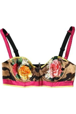 Dolce & Gabbana Sleeveless Tops, female, , Size: XS Silk Blend Floral Bustier Crop Top