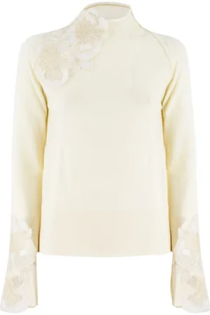 ERMANNO SCERVINO Turtlenecks, female, , Size: M Floral Lace Turtleneck Sweater