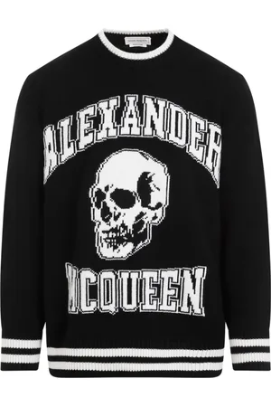 Alexander McQueen Round-neck Knitwear, male, , Size: S Logo Wool Sweater Aw23