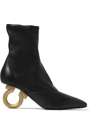 Salvatore Ferragamo Heeled Boots, female, , Size: 9 US Leather Ankle Boots Square Toe